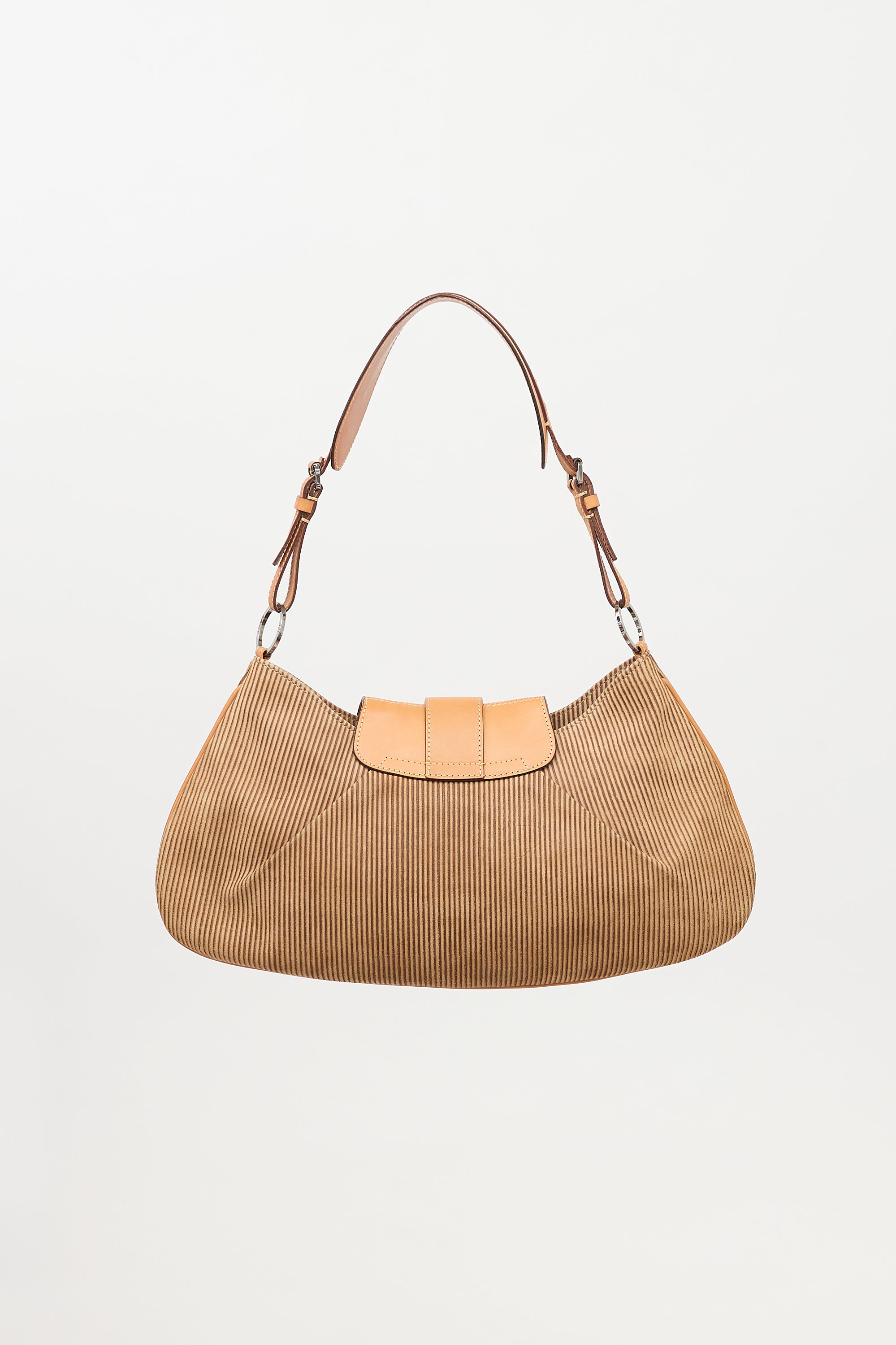 Dior 2002 Corduroy Buckled Shoulder Bag