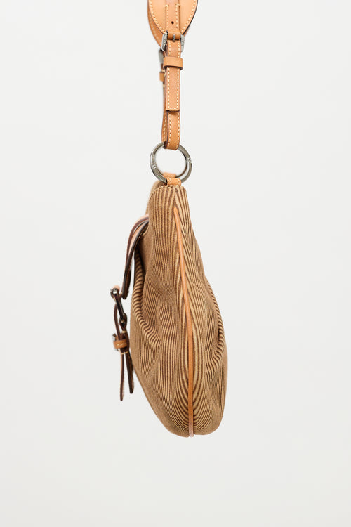 Dior 2002 Corduroy Buckled Shoulder Bag