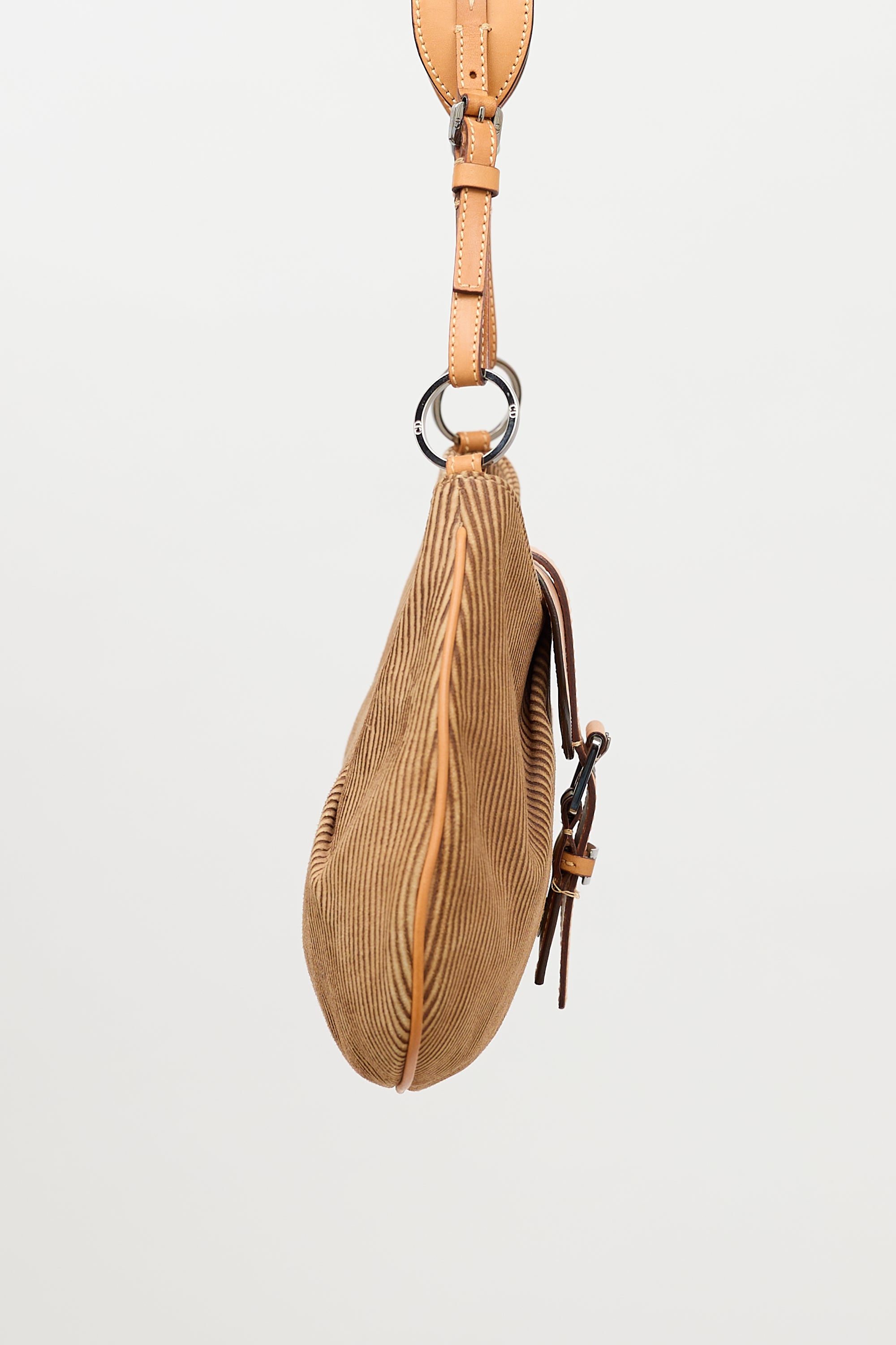 Dior 2002 Corduroy Buckled Shoulder Bag