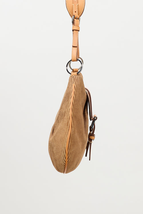Dior 2002 Corduroy Buckled Shoulder Bag