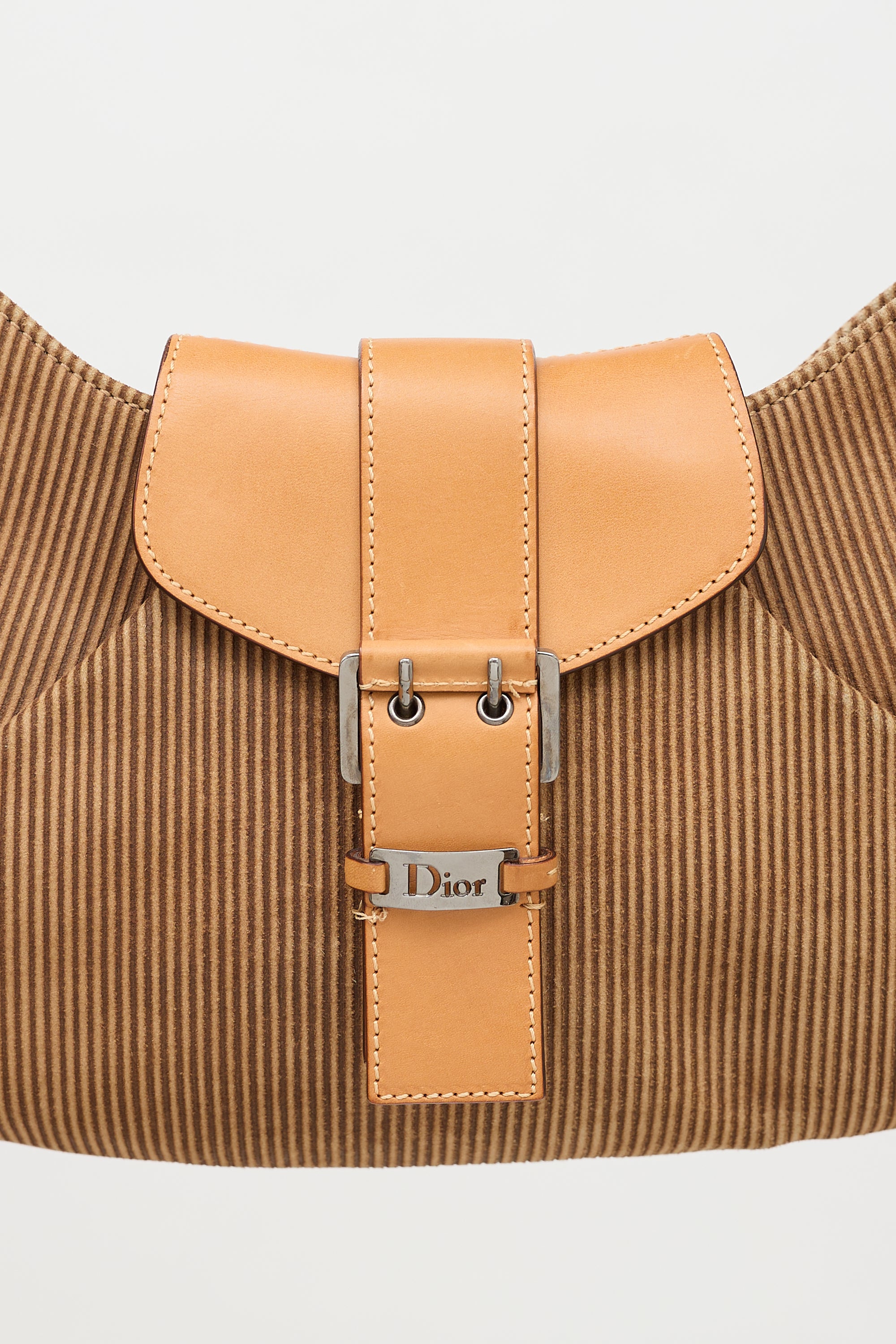 Dior 2002 Corduroy Buckled Shoulder Bag