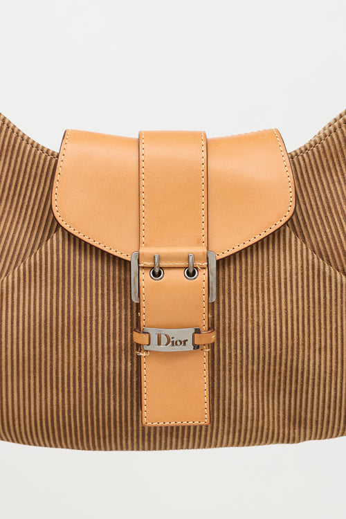 Dior 2002 Corduroy Buckled Shoulder Bag
