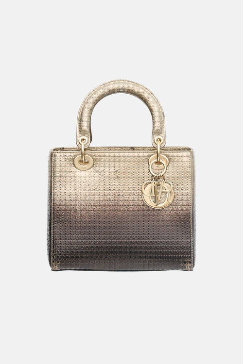 Dior 2016 Metallic Ombre Leather Medium Lady Dior Bag