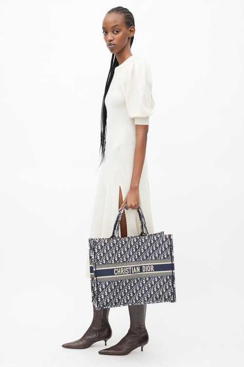 Dior 2019 Navy & Cream Monogram Canvas Large Book Tote