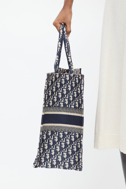 Dior 2019 Navy & Cream Monogram Canvas Large Book Tote