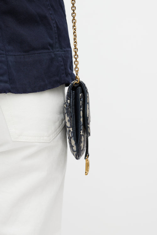 Dior 2020 Navy & Beige Saddle Pouch Crossbody Bag