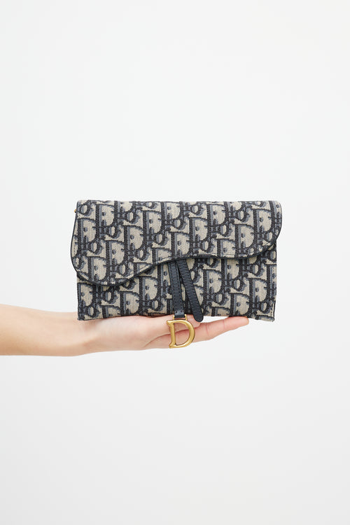 Dior 2020 Navy & Beige Saddle Pouch Crossbody Bag