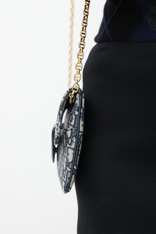 Dior 2021 Navy & Cream Medium Double Oblique Clutch