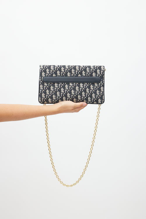 Dior 2021 Navy & Cream Medium Double Oblique Clutch