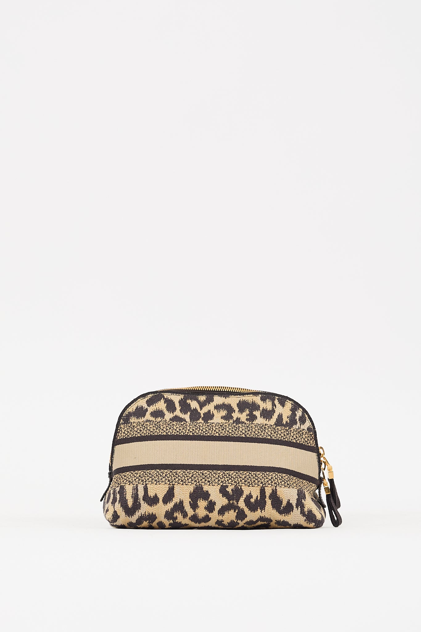 Dior Beige & Black Canvas Logo Cosmetic Pouch