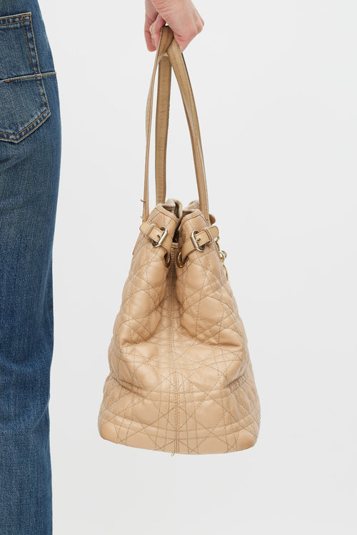 Dior Beige & Gold Panarea Canage Quilted Tote