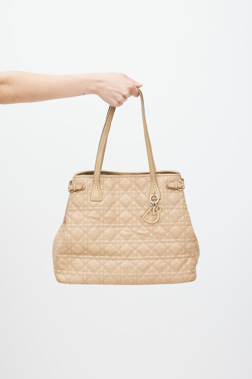 Dior Beige & Gold Panarea Canage Quilted Tote