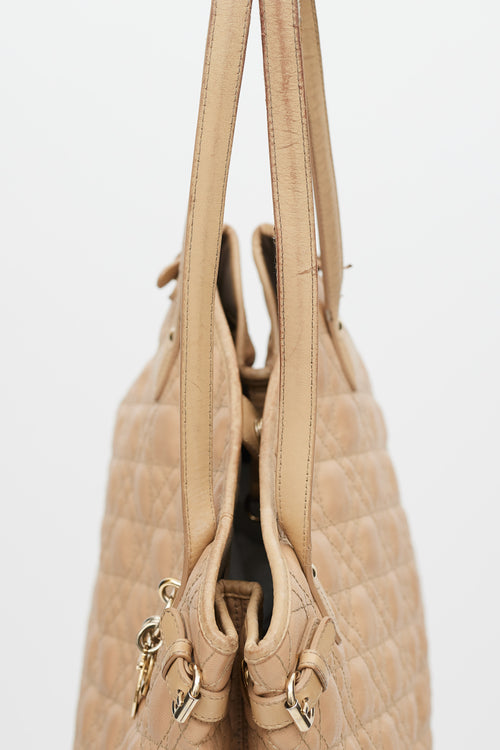 Dior Beige & Gold Panarea Canage Quilted Tote