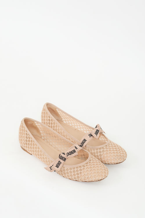Dior Beige Mesh J'Adior Ballet Flat