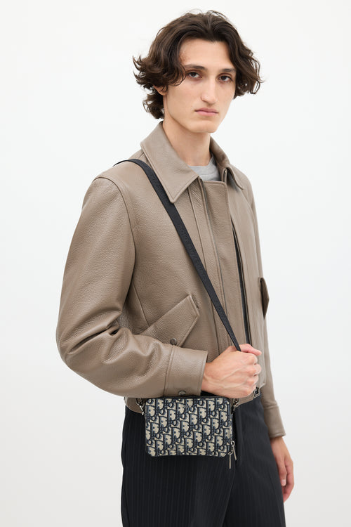 Dior Beige & Navy Oblique Crossbody Bag