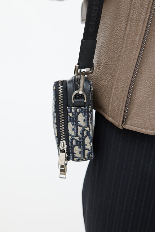Dior Beige & Navy Oblique Crossbody Bag