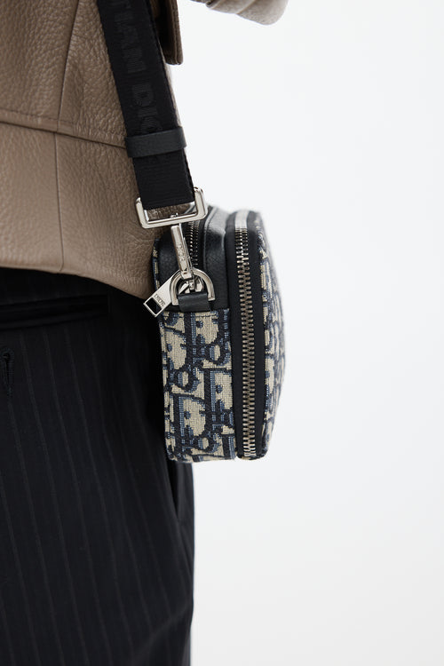 Dior Beige & Navy Oblique Crossbody Bag