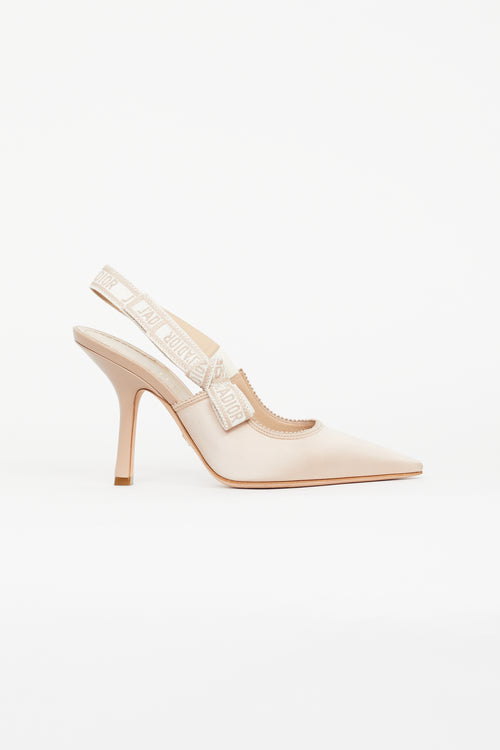 Dior Beige Satin J'Adior Slingback Pump