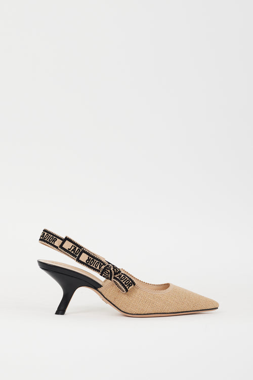 Dior Beige & Black Canvas J'Adior Slingback Pump