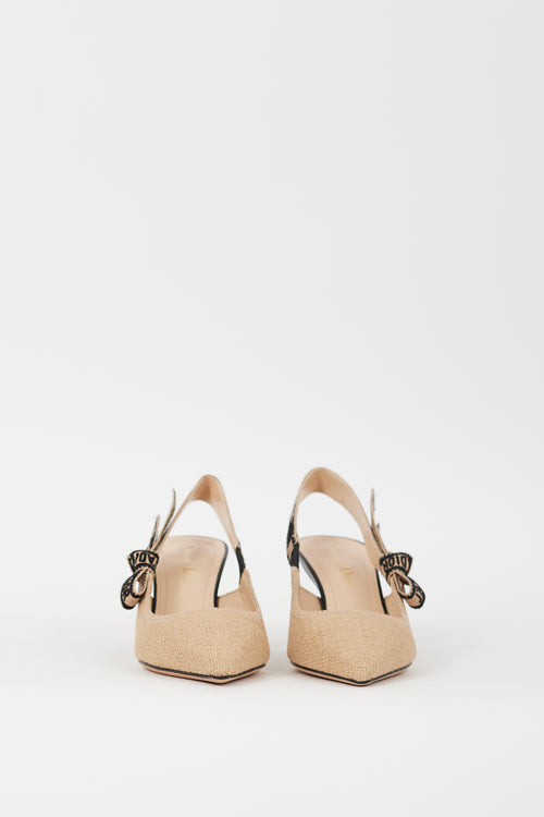Dior Beige & Black Canvas J'Adior Slingback Pump