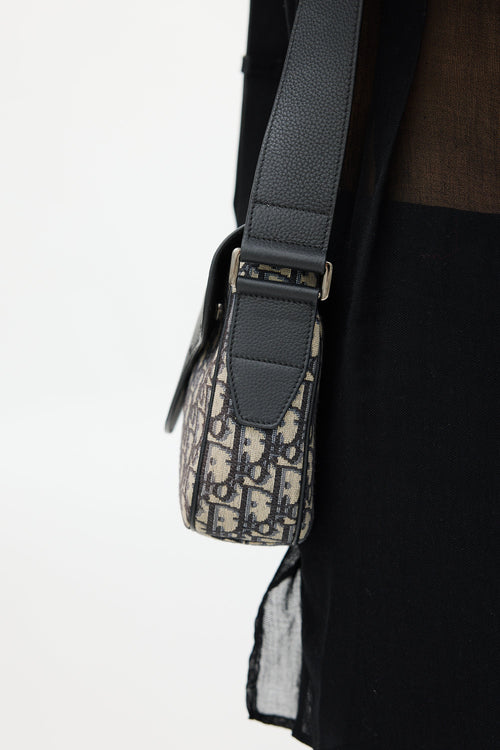 Dior Black & Beige Saddle Messenger Oblique Bag