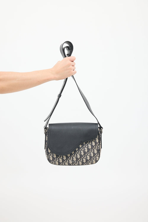 Dior Black & Beige Saddle Messenger Oblique Bag