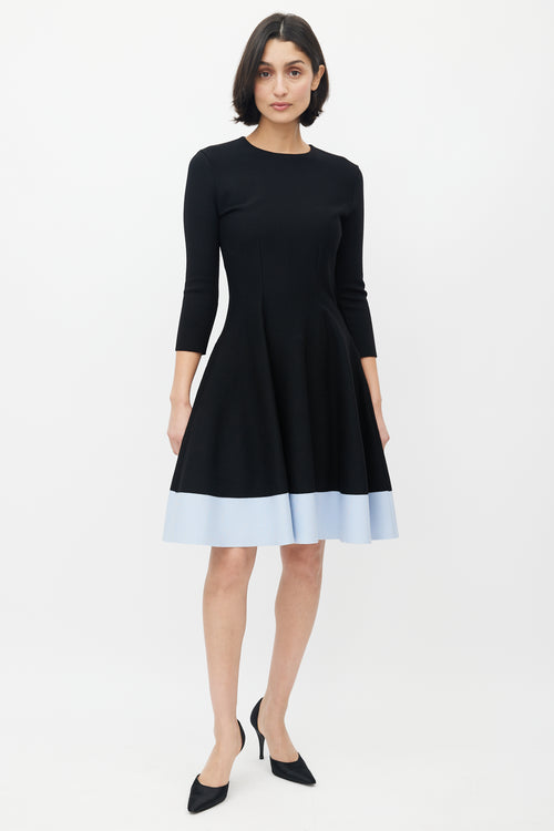 Dior Black & Blue Flared Dress