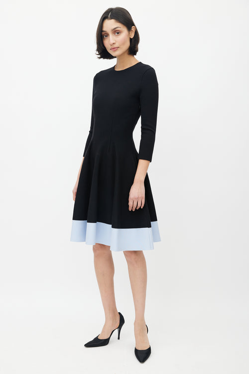 Dior Black & Blue Flared Dress