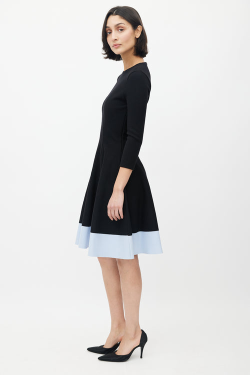Dior Black & Blue Flared Dress