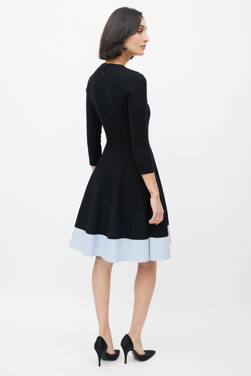Dior Black & Blue Flared Dress