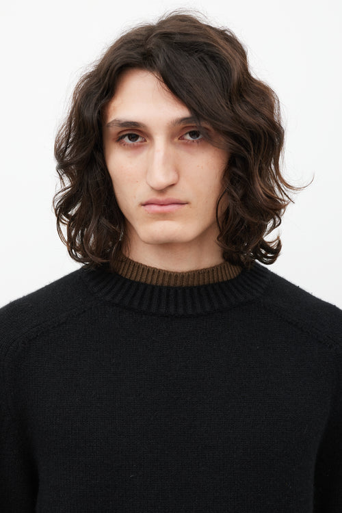 Dior Black & Brown Cashmere Layered Neck Sweater