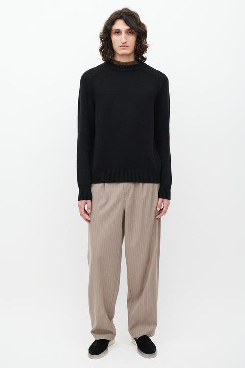 Dior Black & Brown Cashmere Layered Neck Sweater