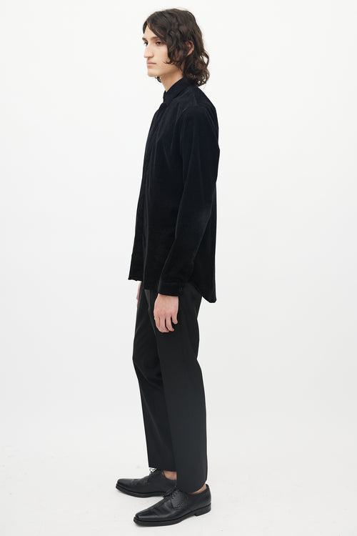 Dior Black Micro Corduroy Button Up Shirt