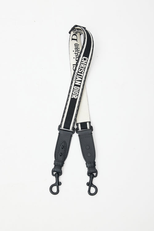 Dior Black & Cream Logo Canvas Shoulder Strap