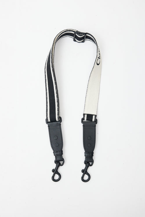 Dior Black & Cream Logo Canvas Shoulder Strap
