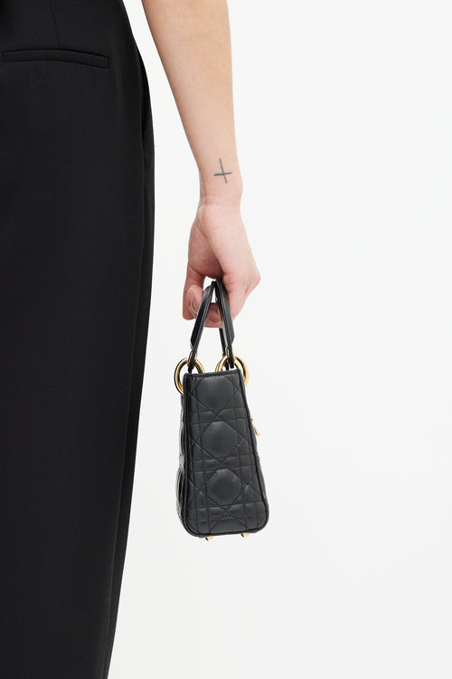 Dior Black & Gold Mini Lady Dior Bag