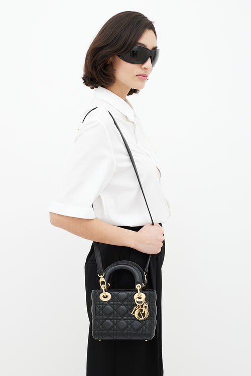 Dior Black & Gold Mini Lady Dior Bag