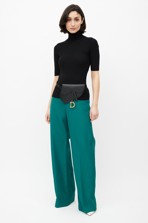 Dior Black & Gold Saddle Belt Bag