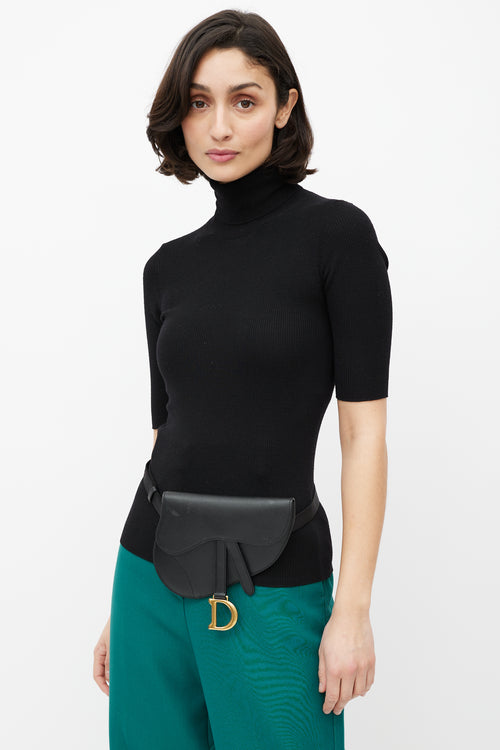 Dior Black & Gold Saddle Belt Bag