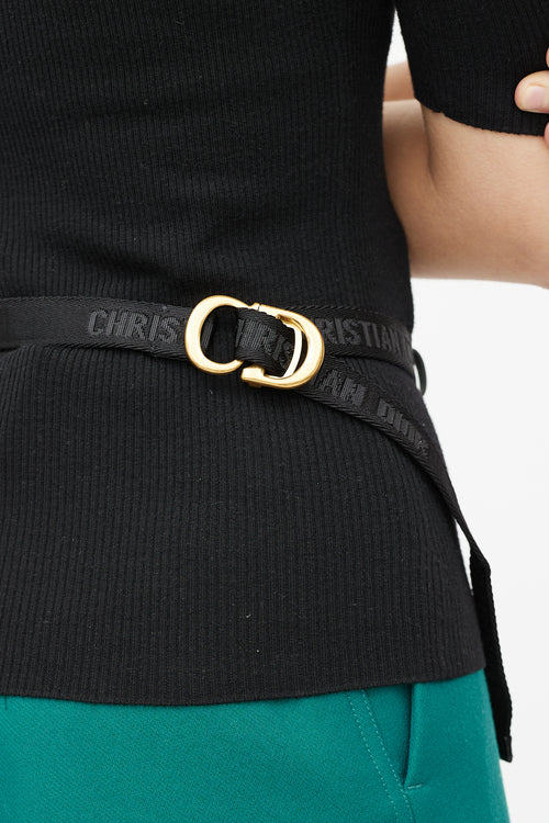 Dior Black & Gold Saddle Belt Bag