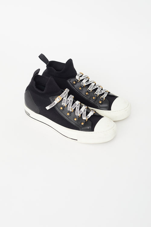 Dior Black Knit & Leather Walk'N'Dior High Top Sneaker
