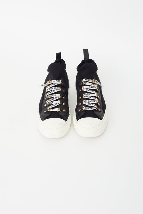 Dior Black Knit & Leather Walk'N'Dior High Top Sneaker