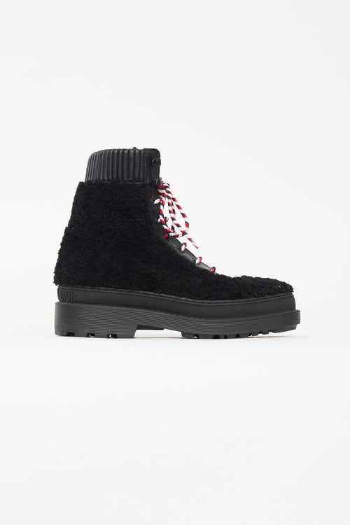 Dior Black Leather & Shearling Ankle Boot