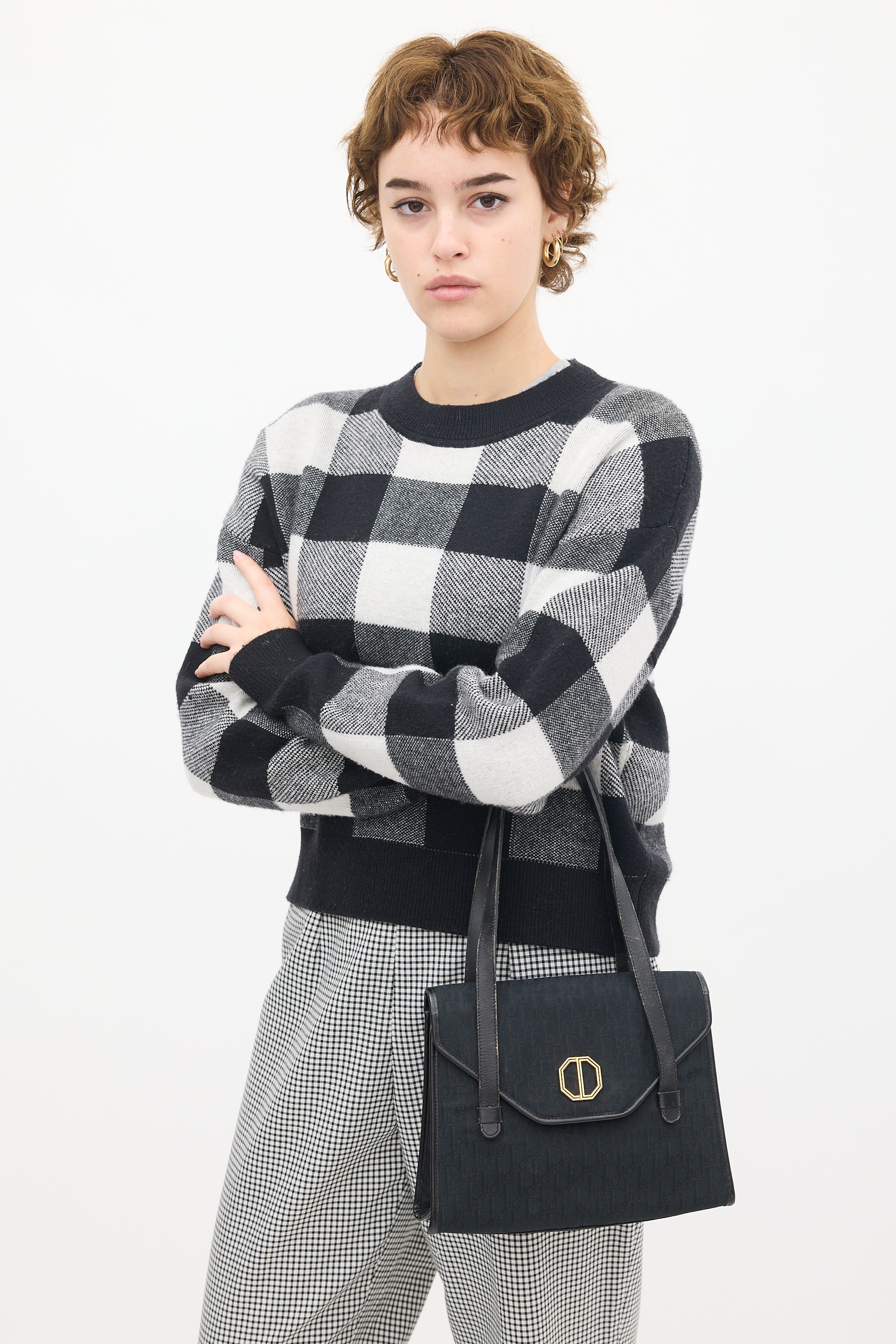 Dior Vintage Black Logo Monogram Bag