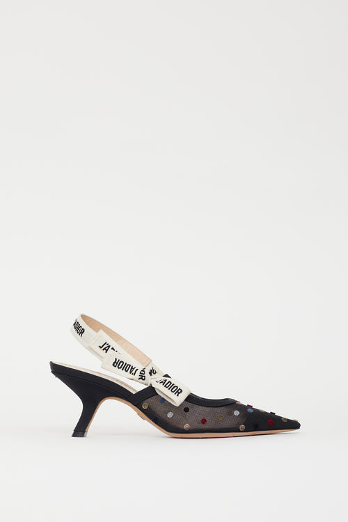 Dior Black & Multi Dots J'Adior Slingback Heel