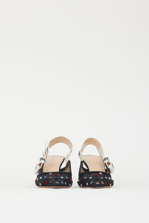 Dior Black & Multi Dots J'Adior Slingback Heel