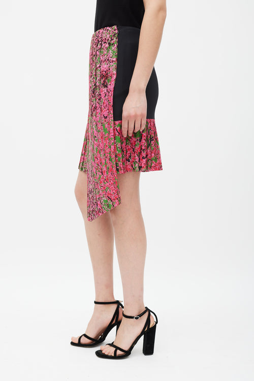 Dior Black & Pink Silk Pleated Wrap Skirt