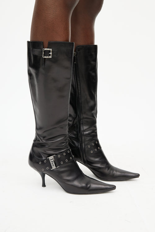 Dior Black & Silver Buckle Boot