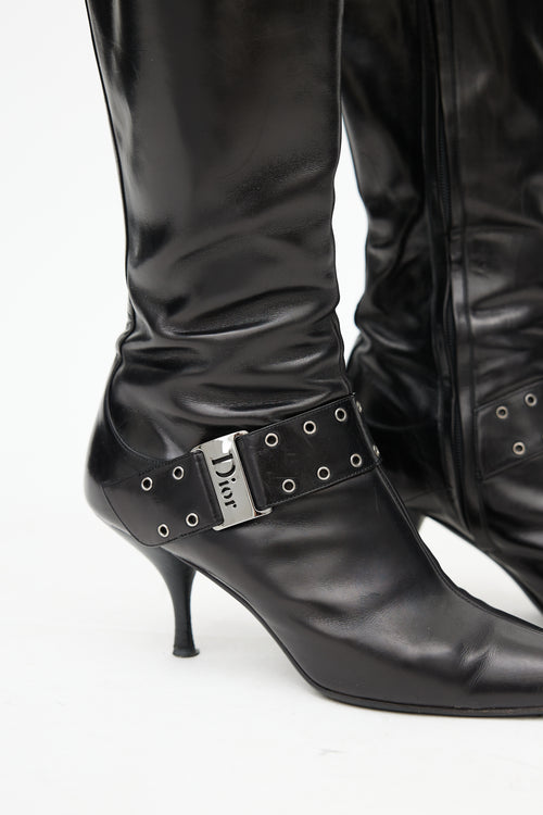 Dior Black & Silver Buckle Boot