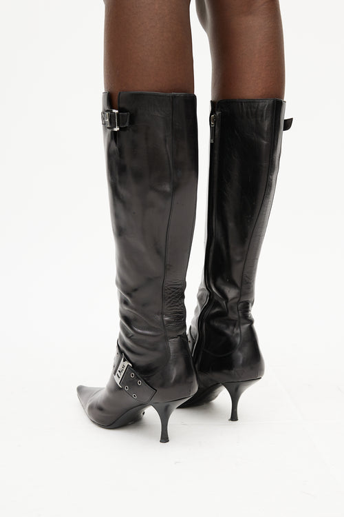 Dior Black & Silver Buckle Boot